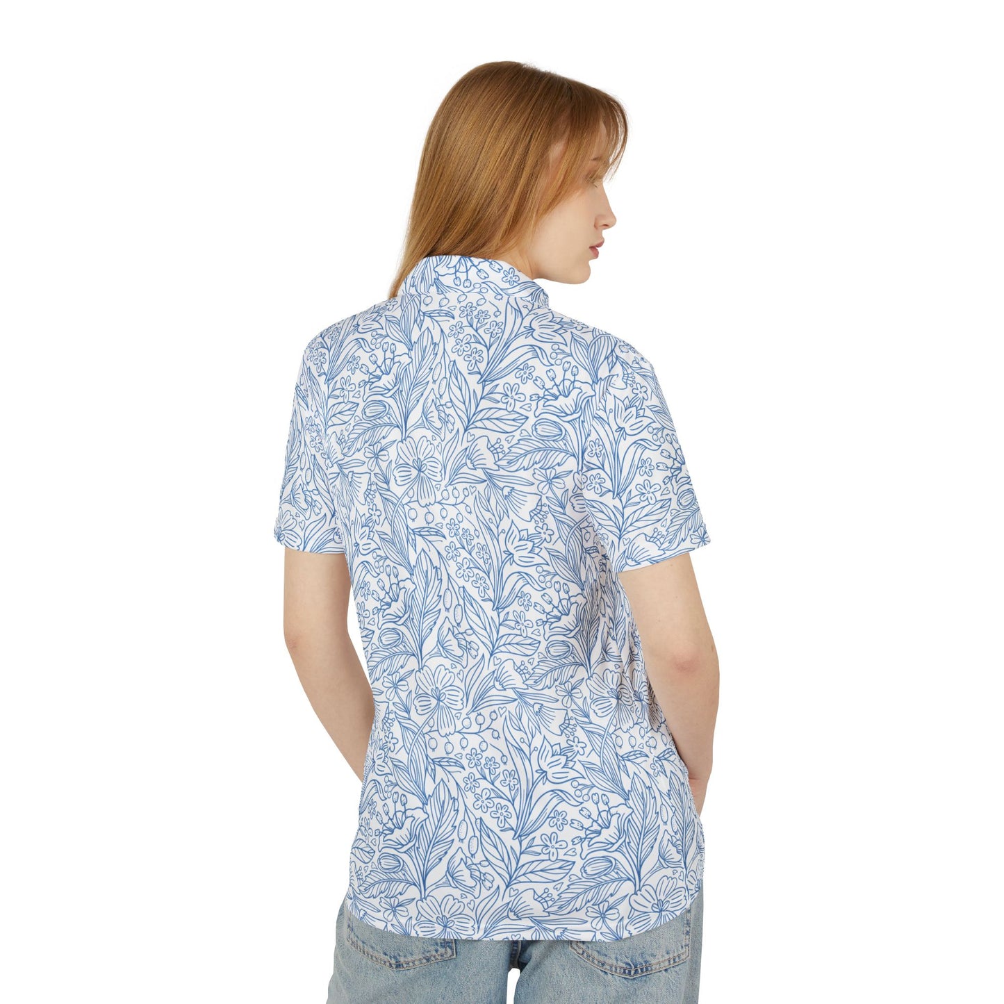 Apollo Apparel Blue Floral Polo