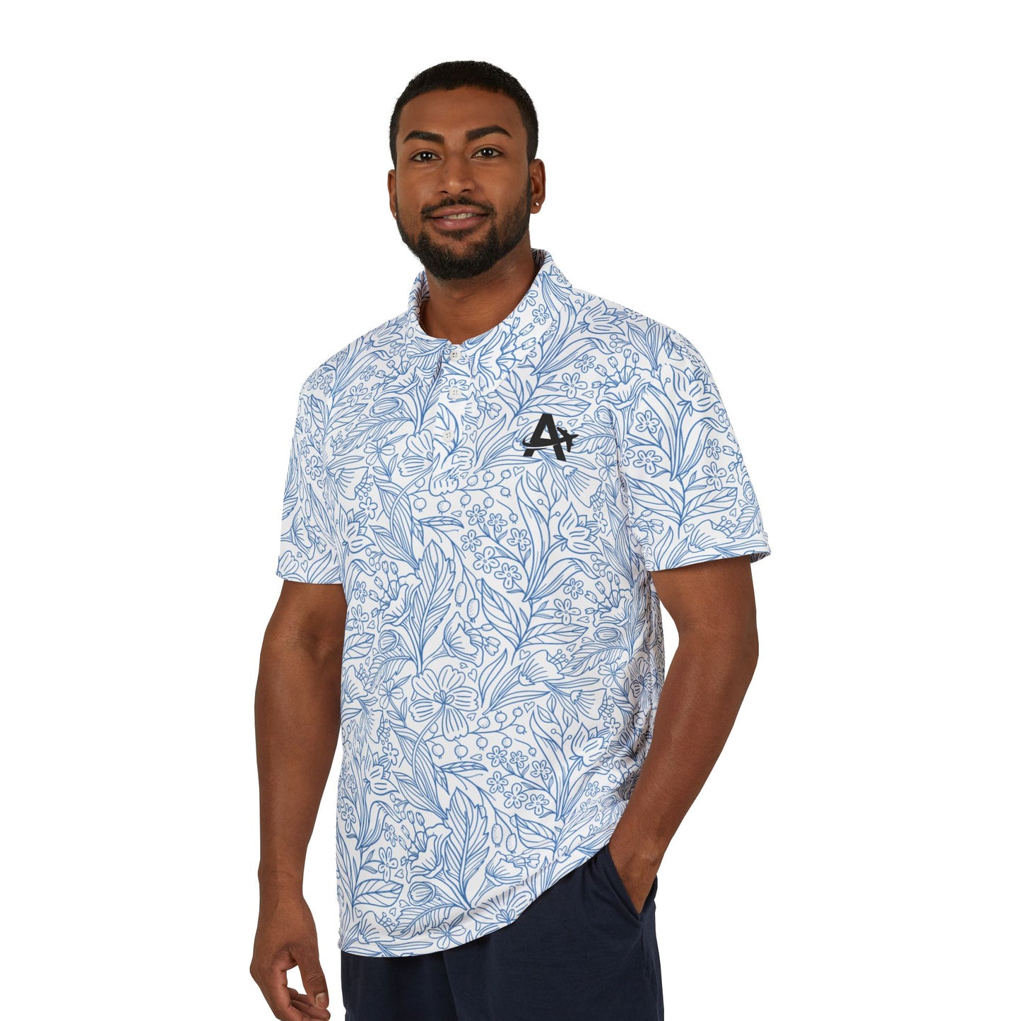 Apollo Apparel Blue Floral Polo